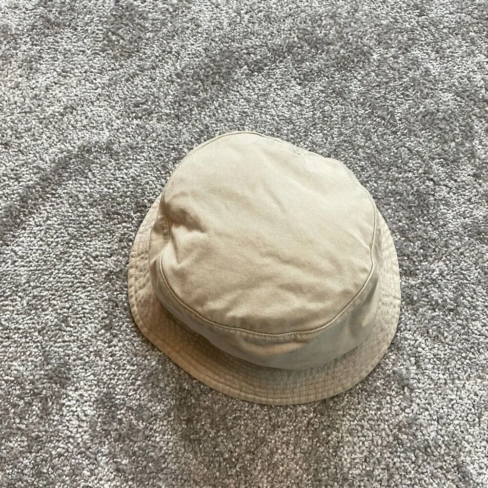 Unbranded Bucket Hat Kids One Size Beige Cotton Sun Cap Solid Basic Outdoor